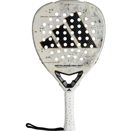 Adidas Metalbone Pro Limited Edition padelracket in gebroken wit met zwart, vooraanzicht