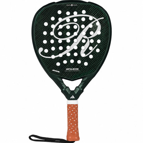 Adidas Metalbone Reserve EDT 2025 padelracket in donkergroen met oranje grip, vooraanzicht