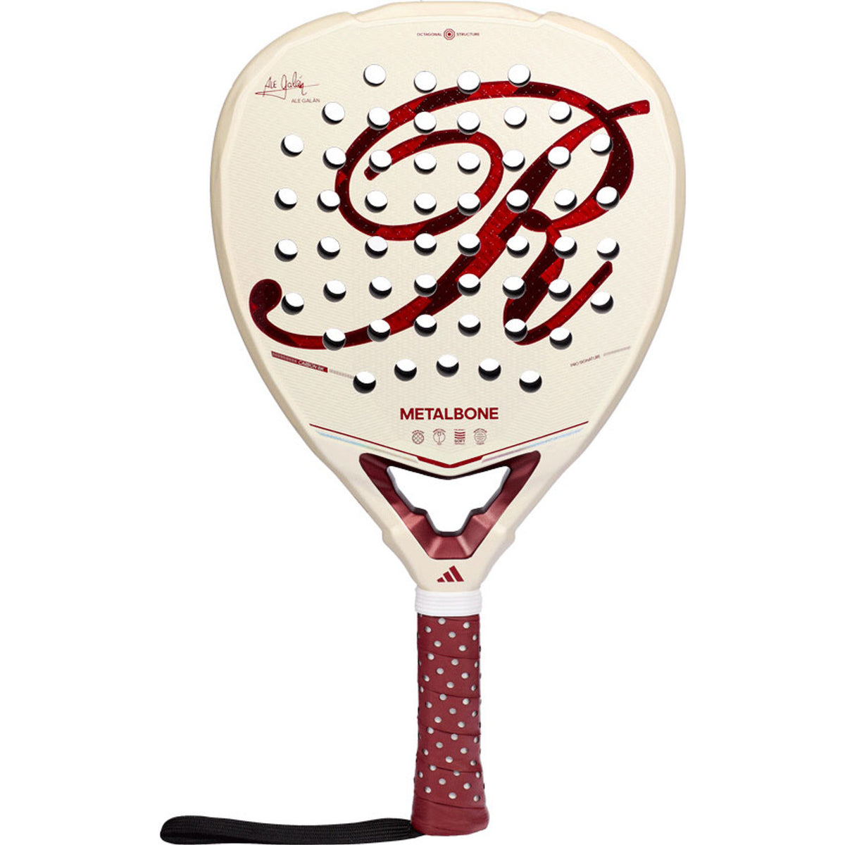 Adidas Metalbone Reserve EDT 2026 padelracket in gebroken wit met bordeauxrood, vooraanzicht