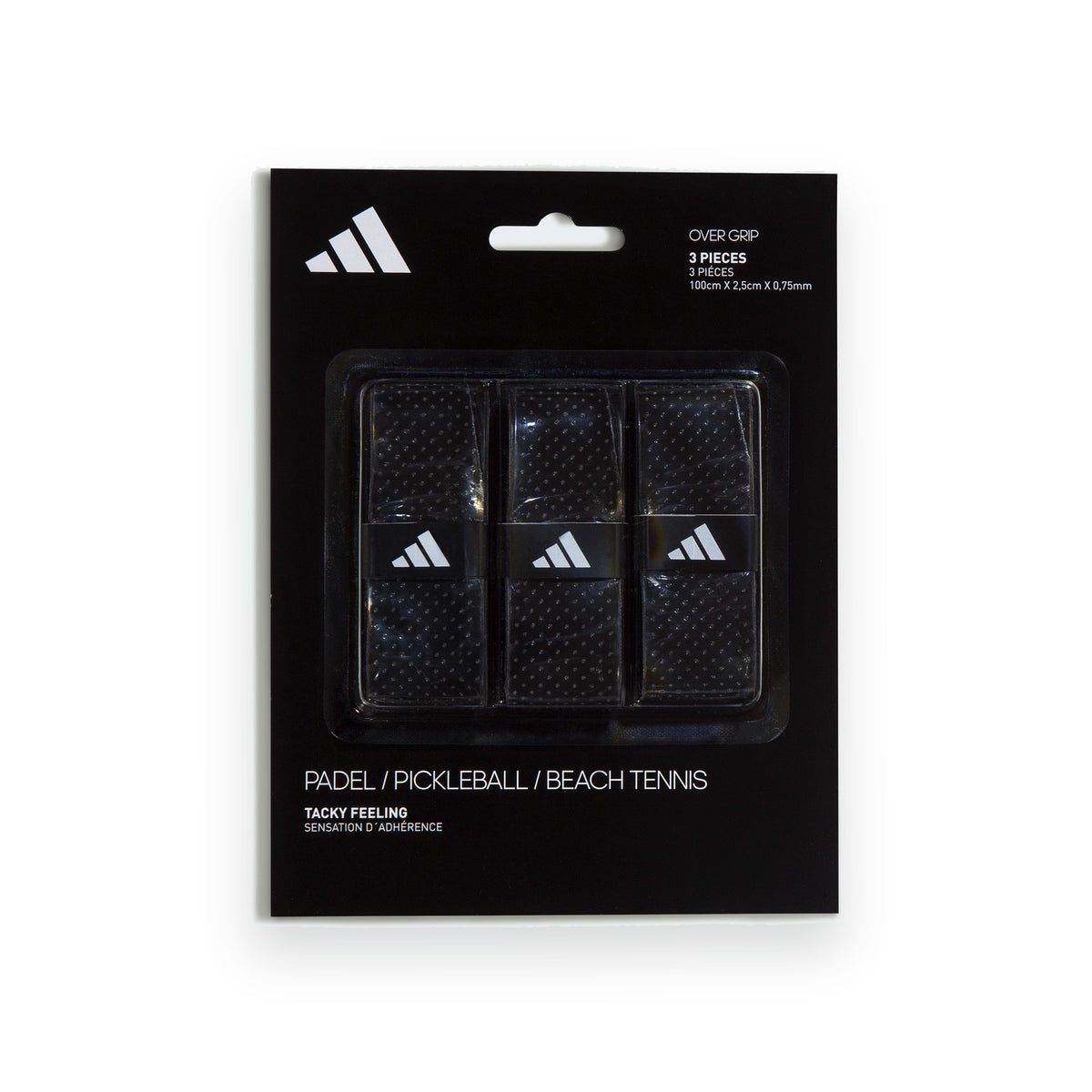 Adidas Overgrip Black 3 Pack, verpakking met drie overgrips