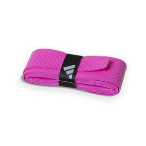 Opgerolde roze Adidas overgrip met 3-Stripes