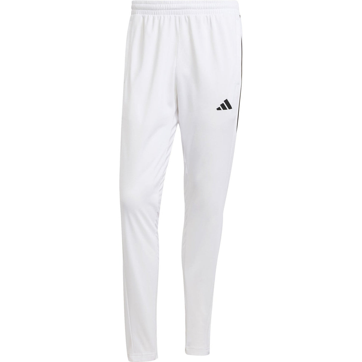 Productfoto van de witte Adidas 3-Stripes gebreide broek met smalle pijpen