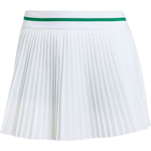 Productfoto van de witte Adidas Pleated Skirt Pro met groene streep in de taille