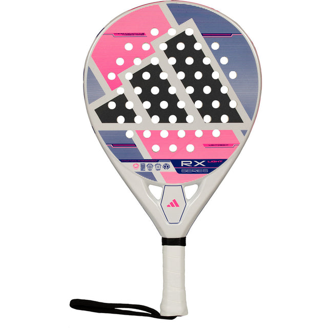 Adidas RX Series Light 3.5 2026 dames padelracket in wit met roze en blauw, vooraanzicht