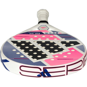 Bovenaanzicht van het Adidas RX Series Light 3.5 2026 padelracket met roze en blauw slagvlak