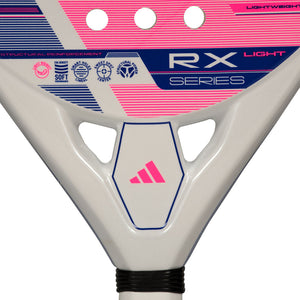 Detail van het hart van het Adidas RX Series Light 3.5 2026 met RX Light Series-opdruk