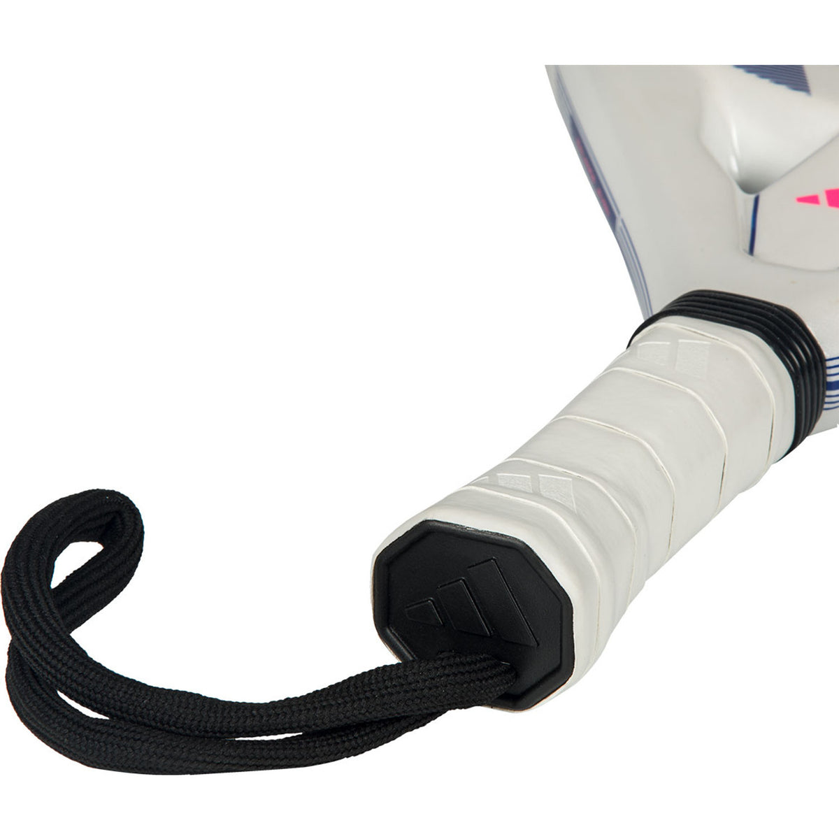 Close-up van de witte grip en zwarte polsband van het Adidas RX Series Light 3.5 2026