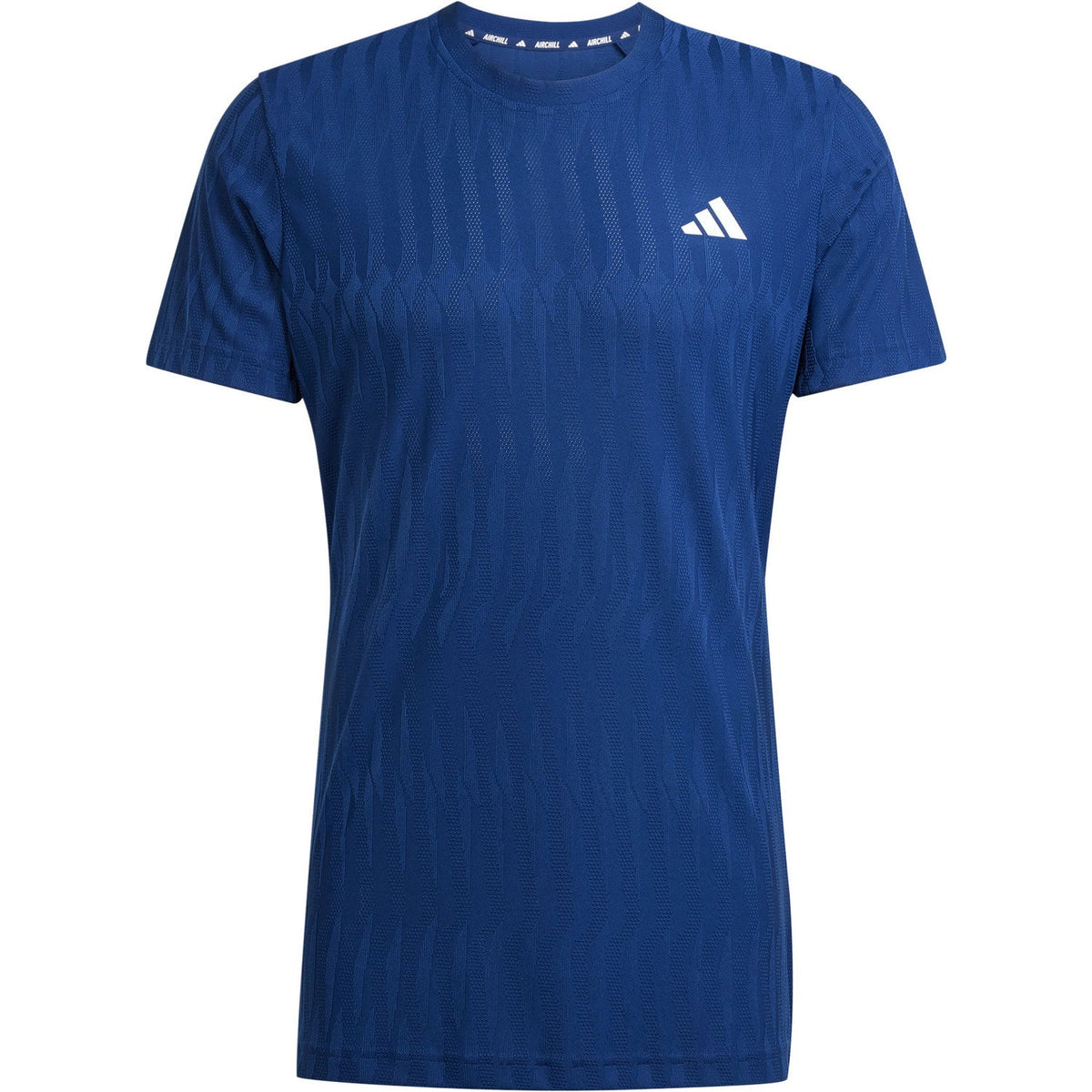 Kobaltblauw Adidas Freelift T-shirt voor heren, plat vooraanzicht