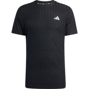 Zwart Adidas Freelift T-shirt voor heren, plat vooraanzicht met ronde hals