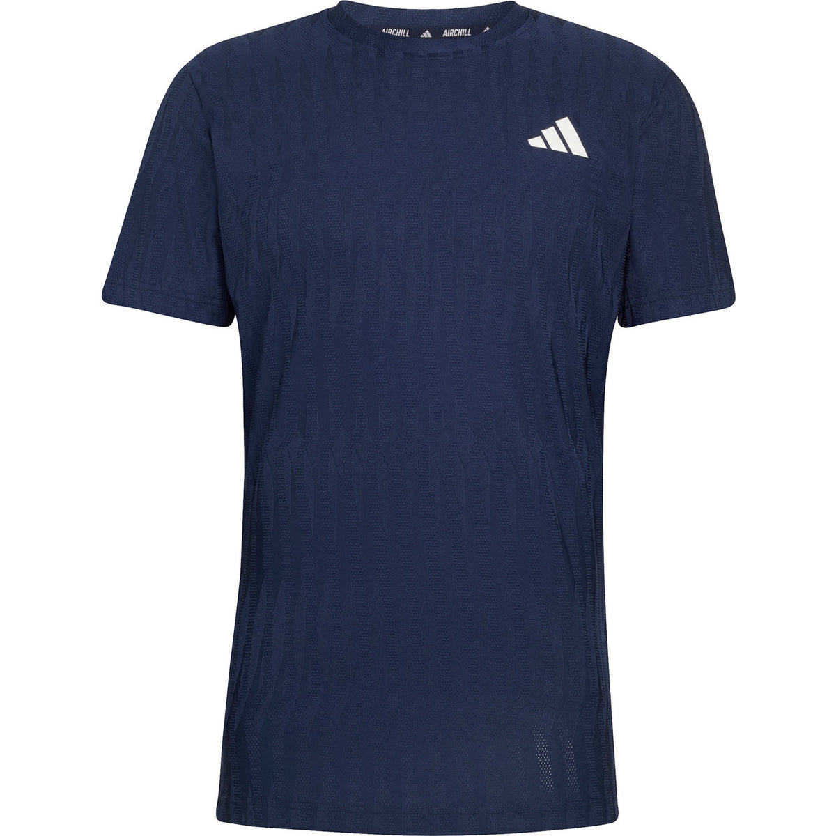 Donkerblauw Adidas Freelift T-shirt voor heren, plat vooraanzicht