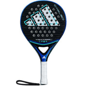 Adidas Traxsel Ctrl 3.0 padelracket in donkerblauw met lichtblauwe accenten, vooraanzicht