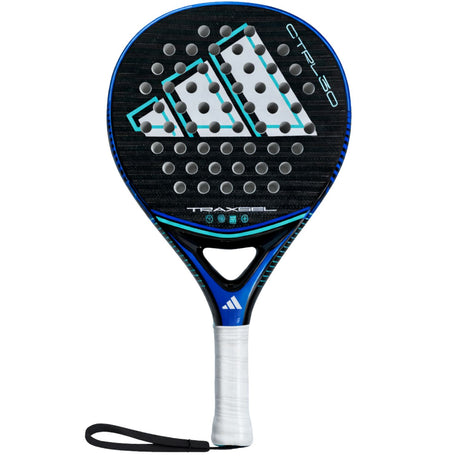 Adidas Traxsel Ctrl 3.0 padelracket in donkerblauw met lichtblauwe accenten, vooraanzicht