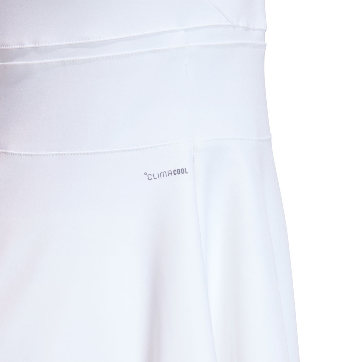 Detail van de zoom met Climacool-opdruk van de witte Y-Dress
