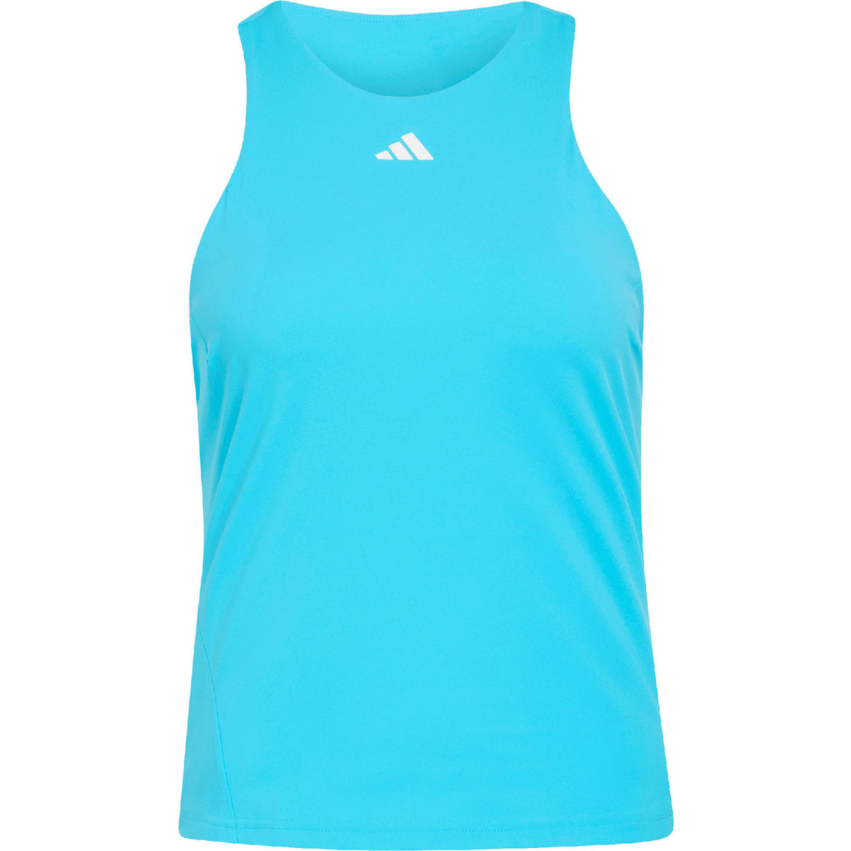 Turquoise Adidas Y-Tank tanktop voor dames, plat vooraanzicht met logo