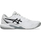 ASICS Gel-Dedicate 9 Padel in wit met zwart logo, zijaanzicht buitenkant