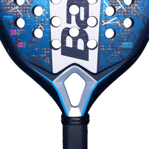 Detail van het hart van het Babolat Air Veron 25 met zilveren brug en zwarte grip