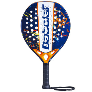 Babolat Alioth JR junior padelracket in blauw met oranje hart en kleurspatten, vooraanzicht