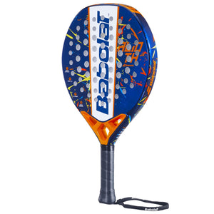 Babolat Alioth JR junior padelracket schuin vooraanzicht, druppelvorm in blauw en oranje