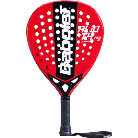Babolat Alioth Pro JR junior padelracket in rood met zwarte middenbaan, vooraanzicht