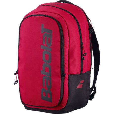 Babolat Court Hero rugzak in rood met zwart Babolat logo, vooraanzicht