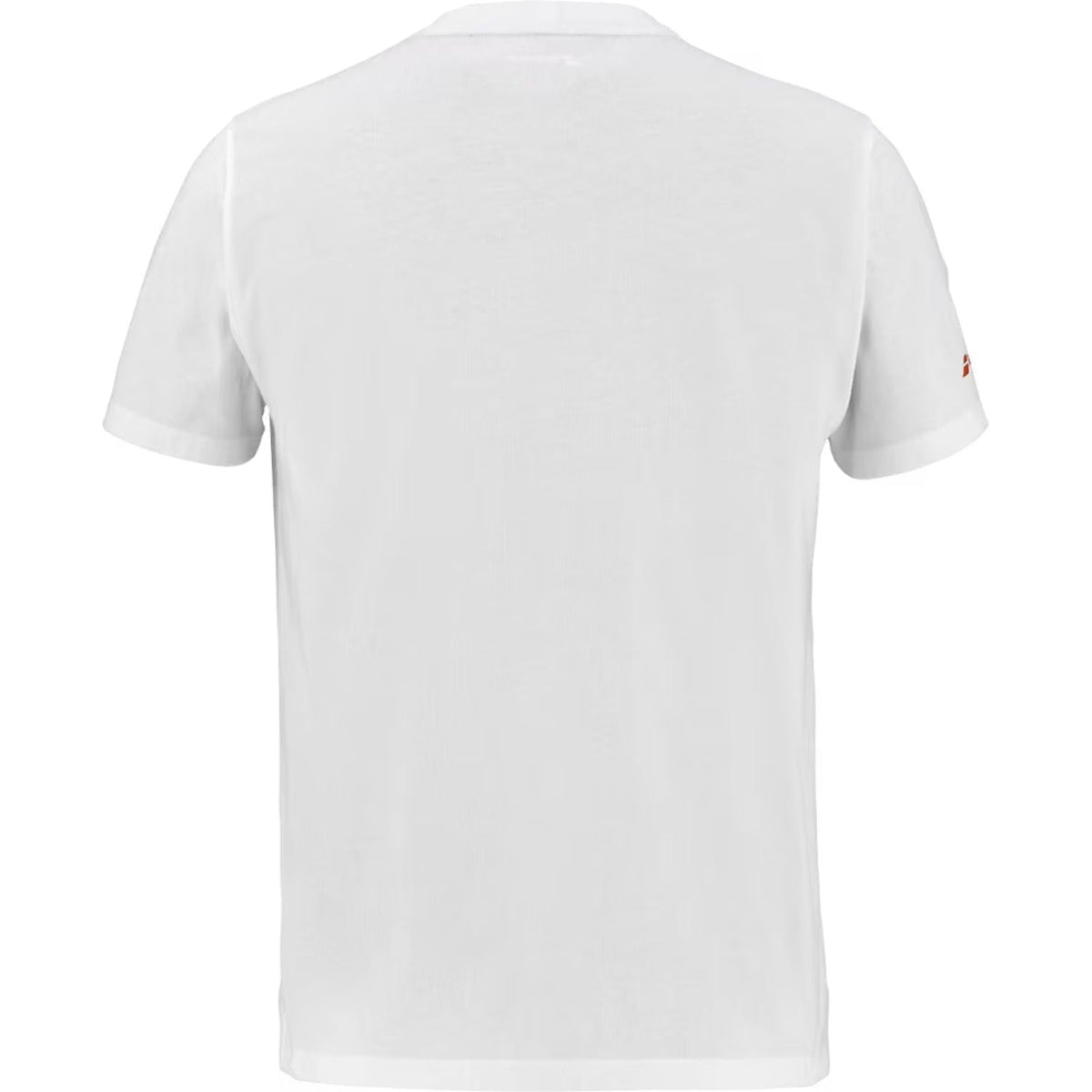 Achteraanzicht van het witte Babolat Cotton T-shirt Lebron 2026 met effen rug en ronde hals