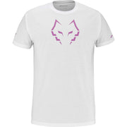 Wit Babolat Cotton T-shirt Lebron met paars-roze stierkop-opdruk op de borst, vooraanzicht