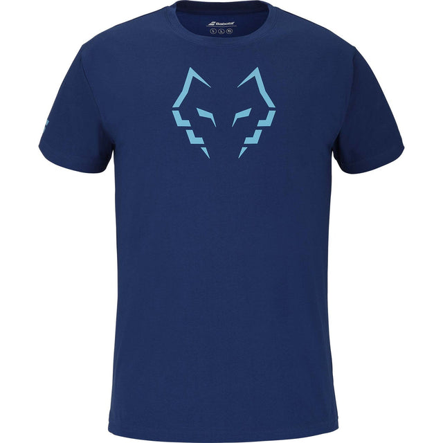 Donkerblauw Babolat Cotton T-shirt Lebron Estate Blue met lichtblauwe stierkop-opdruk op de borst