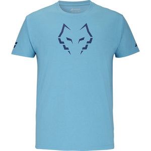 Lichtblauw Babolat Cotton T-shirt Lebron met donkerblauwe stierkop-opdruk op de borst