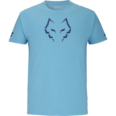 Lichtblauw Babolat Cotton T-shirt Lebron met donkerblauwe stierkop-opdruk op de borst