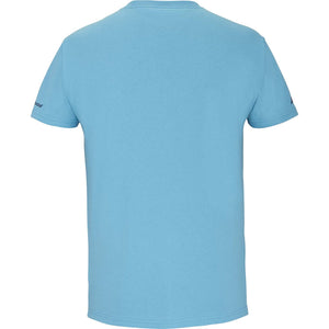 Achteraanzicht van het Babolat Cotton T-shirt Lebron Cyan Blue met korte mouwen