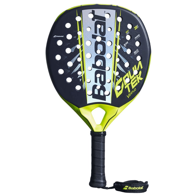 Babolat Counter Vertuo 2.6 padelracket in zwart met neongele rand, vooraanzicht