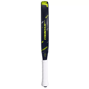Zijaanzicht van het Babolat Counter Vertuo 25 over de volle lengte met witte grip