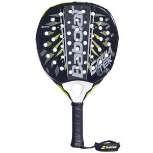 Babolat Counter Viper 2.6 padelracket in zwart met gele strepen, vooraanzicht
