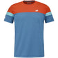 Blauw Babolat Crew Neck T-shirt 2026 met oranje schoudervlak en turquoise mouwbiezen