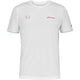 Wit Babolat Crew Neck T-shirt Lebron met lichtblauwe mouwboorden en roze logo op de borst