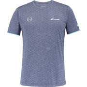 Donkerblauw gemêleerd Babolat Crew Neck T-shirt Lebron Blue met lichtblauwe mouwboorden