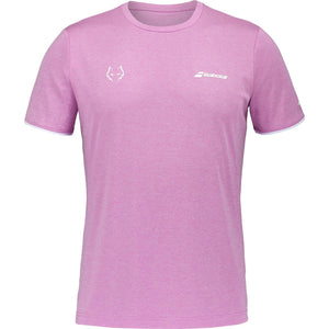 Roze Babolat Crew Neck T-shirt Lebron met wit logo op de borst, vooraanzicht met korte mouwen