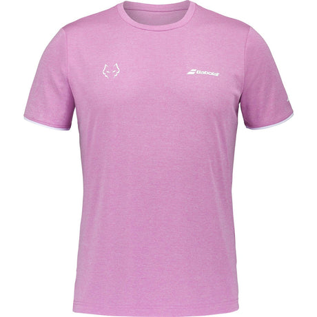 Roze Babolat Crew Neck T-shirt Lebron met wit logo op de borst, vooraanzicht met korte mouwen