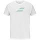 Wit Babolat Exercise Big Flag T-shirt met groen-blauw vlaglogo op de borst, vooraanzicht