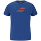 Blauw Babolat Exercise Big Flag T-shirt met rood vlaglogo op de borst, vooraanzicht