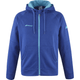 Blauw Babolat Exercise Hood Jacket met lichtblauwe capuchonvoering en rits, vooraanzicht