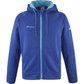 Blauw Babolat Exercise Hood Jacket met lichtblauwe capuchonvoering en rits, vooraanzicht