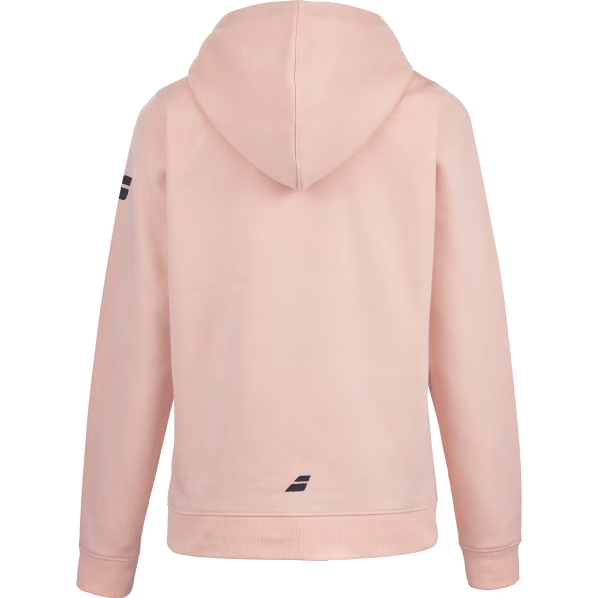 Achterzijde van de roze Babolat Exercise Hood Sweat W met logo onder aan de rug