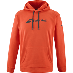 Oranjerode Babolat Exercise Hood Sweat met capuchon, donker Babolat-logo en steekzak
