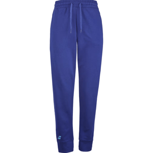 Blauwe Babolat Exercise Jogger Pant voor dames met wit logo op de pijp en enkelboorden