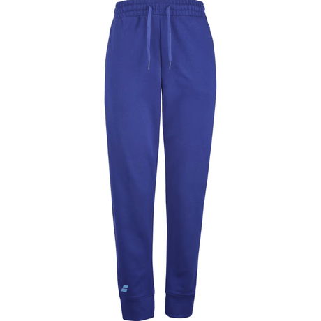 Blauwe Babolat Exercise Jogger Pant voor dames met wit logo op de pijp en enkelboorden