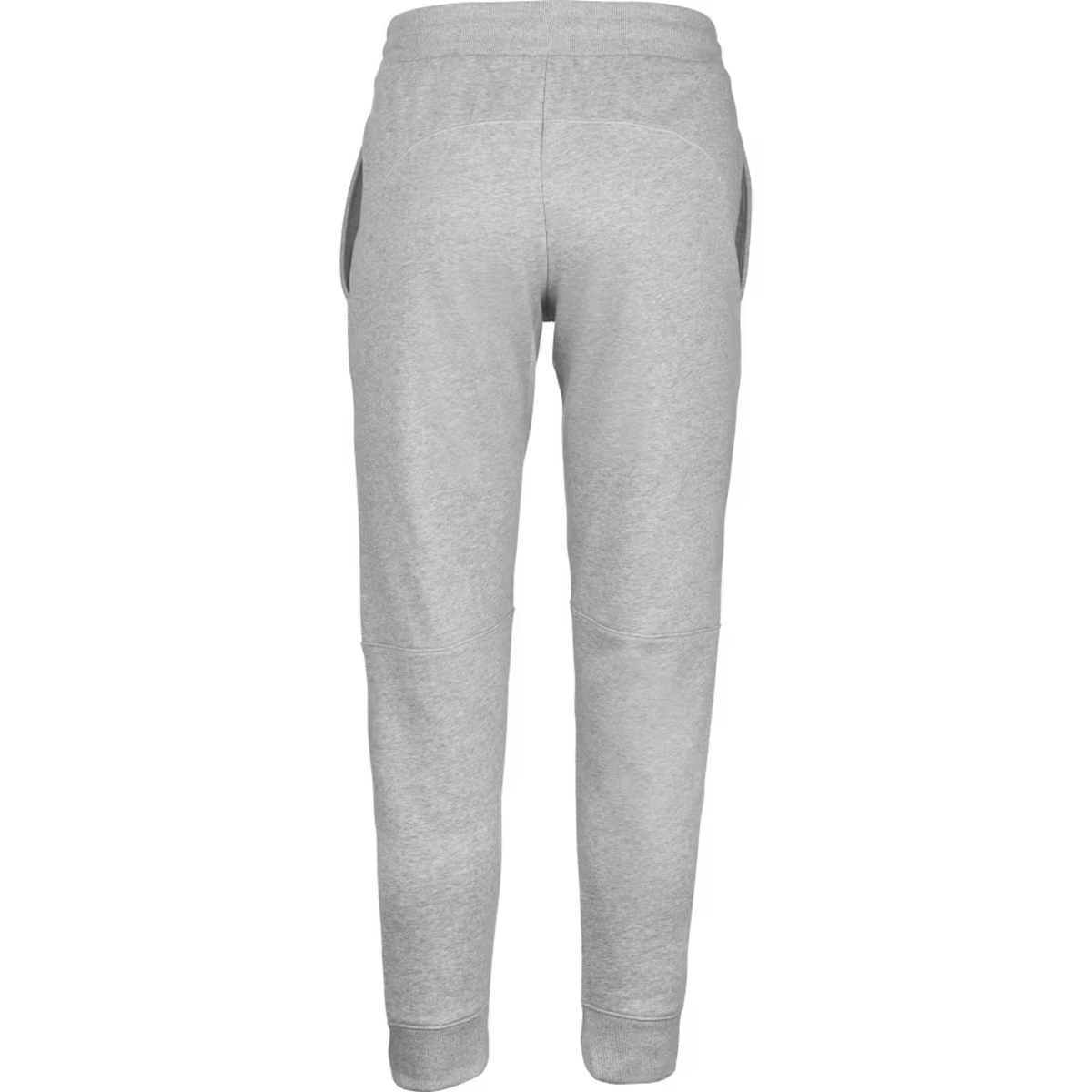 Achterzijde van de grijze Babolat Exercise Jogger Pants met achterzak en enkelboorden