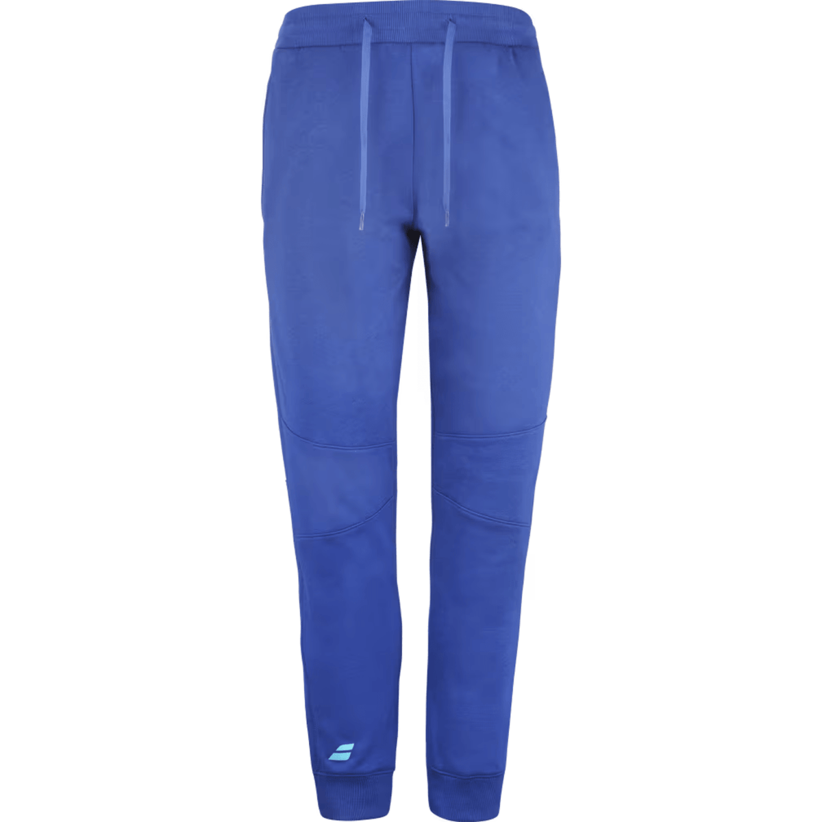 Blauwe Babolat Exercise Jogger Pants met wit logo onderaan de pijp en wit trekkoord