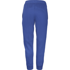 Achterzijde van de blauwe Babolat Exercise Jogger Pants met elastische taille en boorden