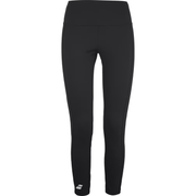 Zwarte Babolat Exercise Legging 7/8 voor dames met wit logo onderaan de pijp, vooraanzicht